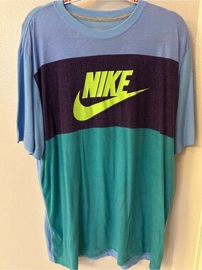 Nike Multi-Color Mens Tshirt Blue/purple/highlighter swoosh green/teal XXL